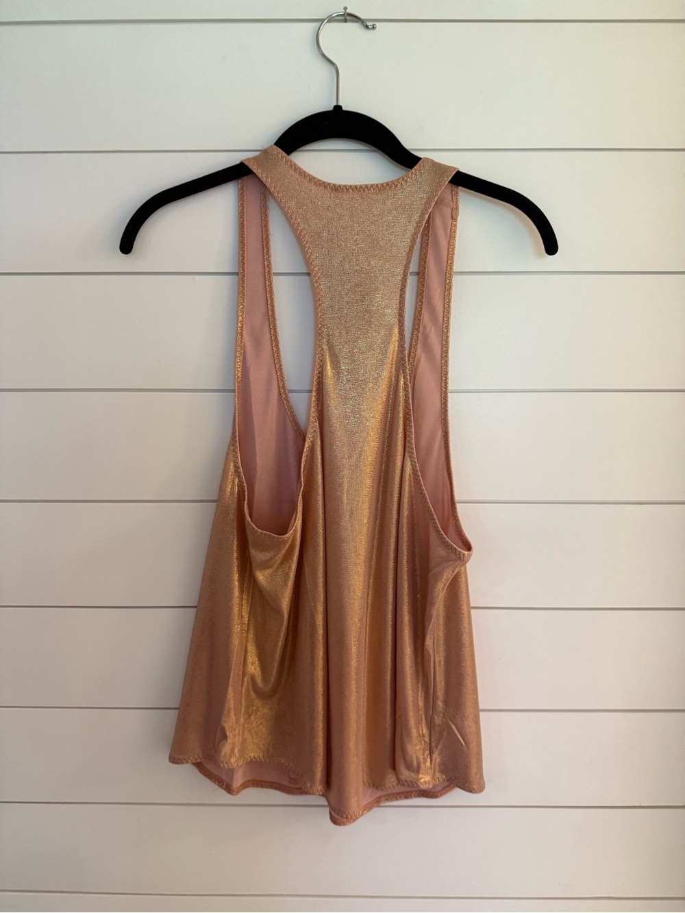 Free People Shimmery Rose Gold Racerback Tank Top